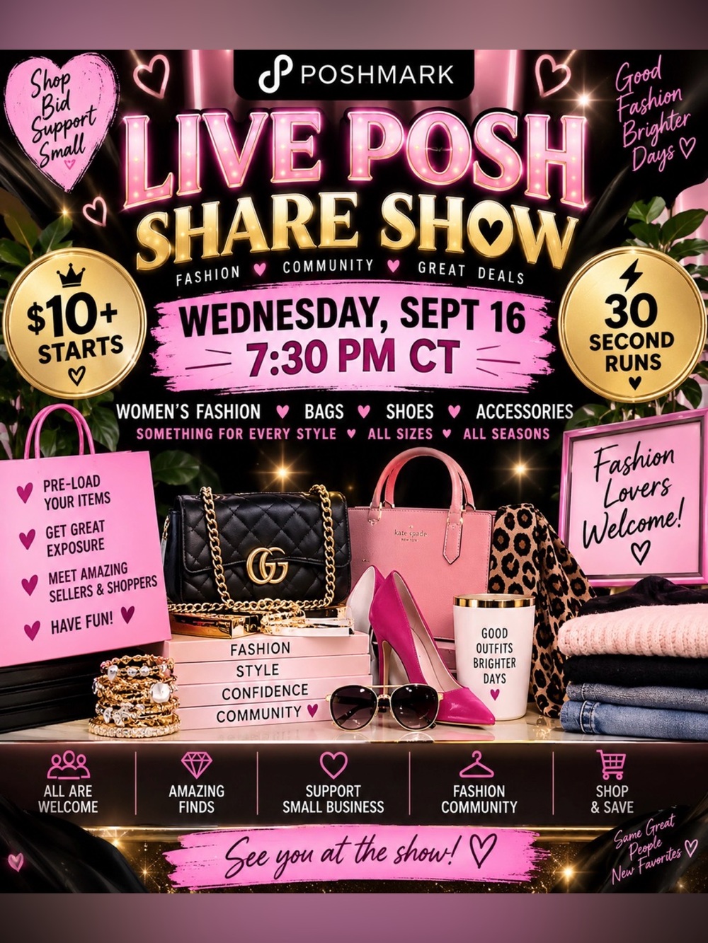 “LIVE SHARE SHOW WED 9/16 • 7:30 PM CT • $10+ STARTS”